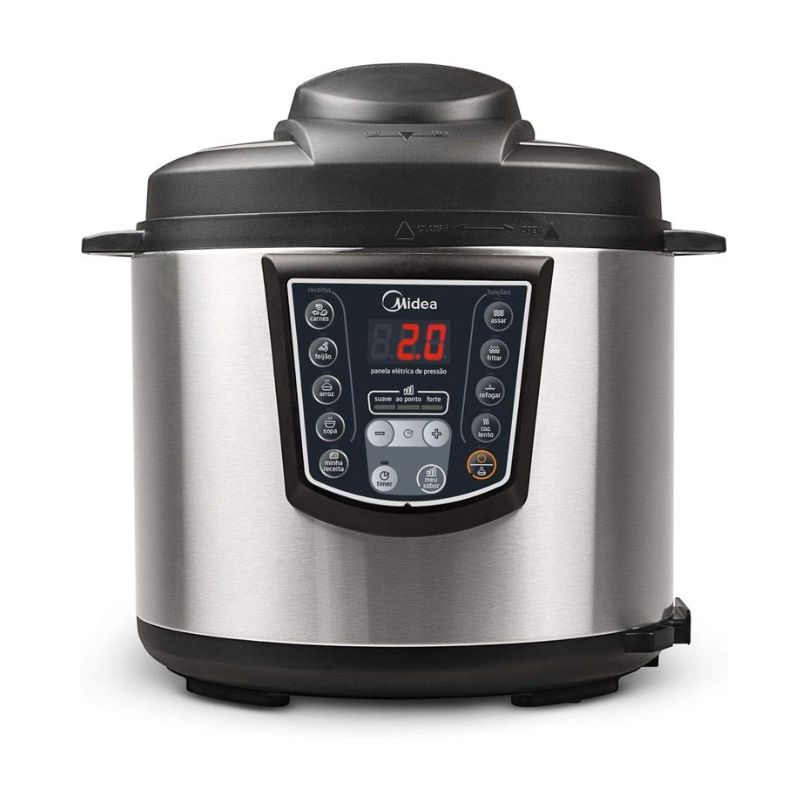 Panela de Pressão Elétrica 6L Digital Inox/Preto 110v - Midea