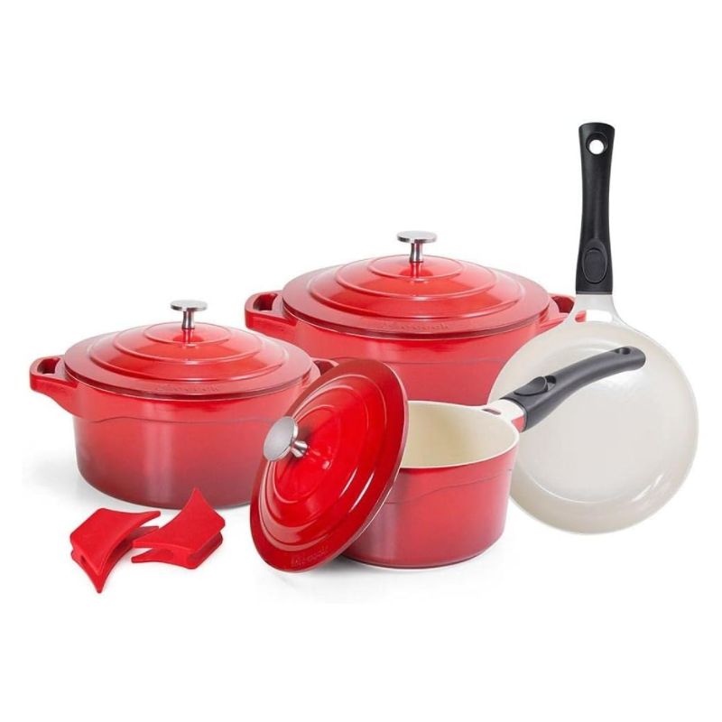 Jogo de 4 Panelas Antiaderentes Premier Vermelho - Le Cook