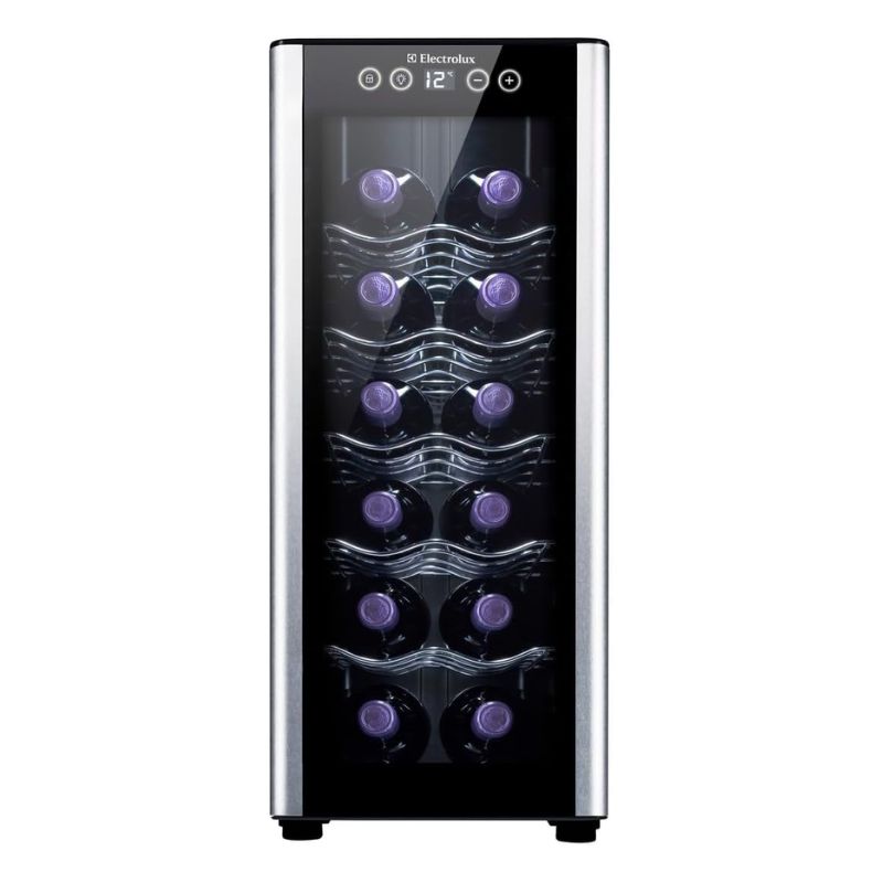 Adega 12 garrafas Uma Porta Acabamento em Alumínio Bivolt - Electrolux