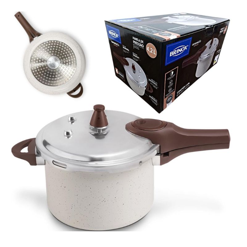 Panela de Pressão 4,2L Ceramic Life com Fundo de Indução Pressure Vanilla - Brinox