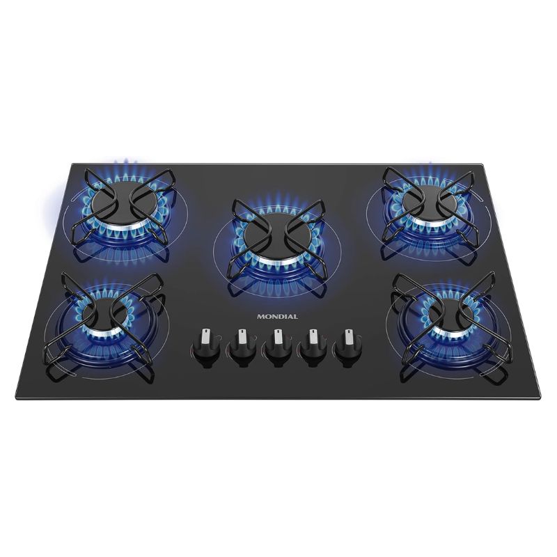 Cooktop a Gás 5 Bocas Preto/Inox Bivolt - Mondial