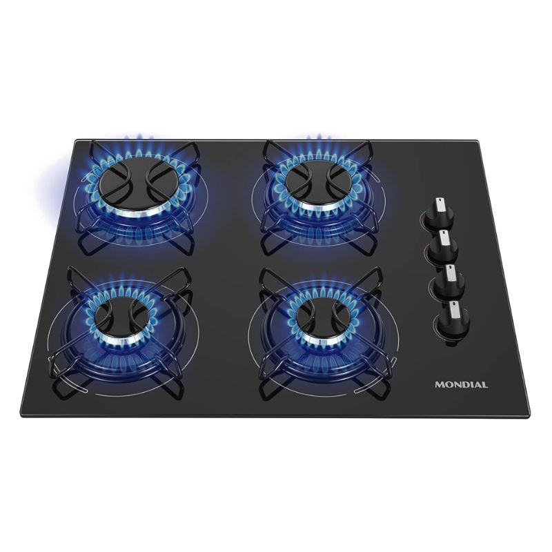 Cooktop a Gás 4 Bocas Preto/Inox Bivolt - Mondial