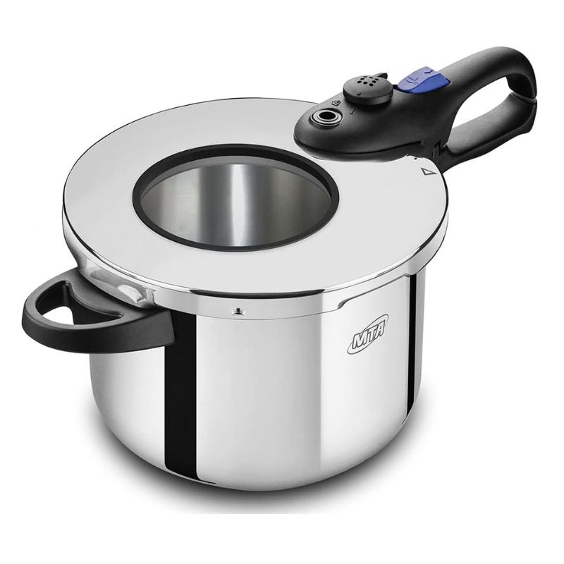 Panela De Pressão Inox Com Visor De Vidro Mta N°22/6,0l Fundo Triplo Para Indução - MTA